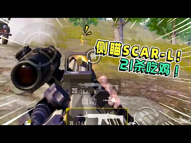 鸡大宝: 这也能21杀吃鸡!8倍全自动妹控+侧瞄具scarl奇葩组合